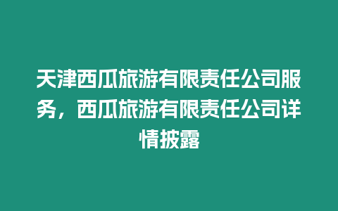 天津西瓜旅游有限責任公司服務，西瓜旅游有限責任公司詳情披露