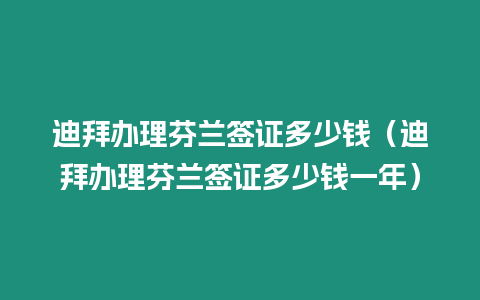 迪拜辦理芬蘭簽證多少錢（迪拜辦理芬蘭簽證多少錢一年）