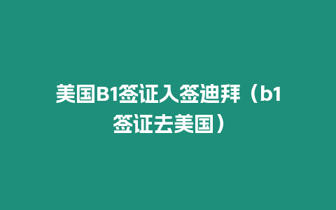 美國B1簽證入簽迪拜（b1簽證去美國）