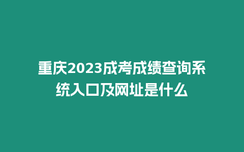 重慶2023成考成績查詢系統入口及網址是什么