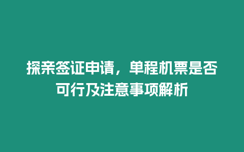 探親簽證申請，單程機票是否可行及注意事項解析