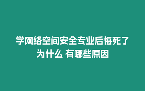 學網絡空間安全專業(yè)后悔死了為什么 有哪些原因