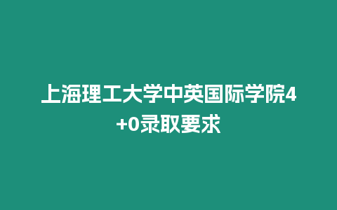 上海理工大學中英國際學院4+0錄取要求