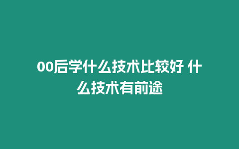 00后學什么技術(shù)比較好 什么技術(shù)有前途