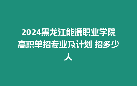 2024黑龍江能源職業(yè)學(xué)院高職單招專業(yè)及計(jì)劃 招多少人