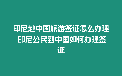 印尼赴中國旅游簽證怎么辦理 印尼公民到中國如何辦理簽證