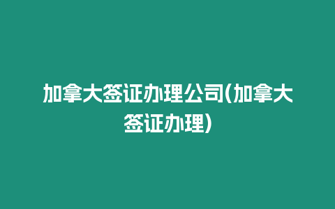 加拿大簽證辦理公司(加拿大簽證辦理)