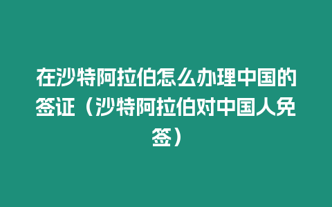 在沙特阿拉伯怎么辦理中國的簽證（沙特阿拉伯對中國人免簽）