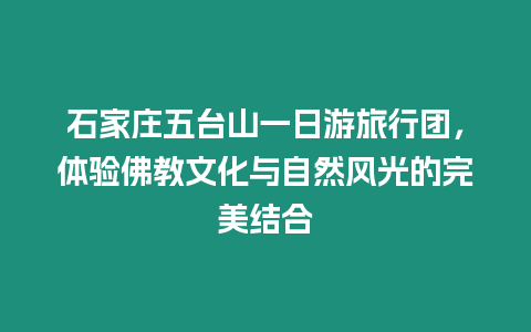 石家莊五臺山一日游旅行團，體驗佛教文化與自然風光的完美結合