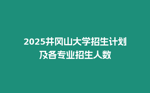 2025井岡山大學招生計劃及各專業招生人數