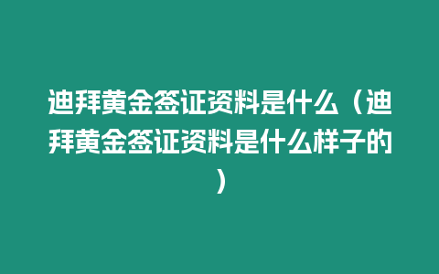 迪拜黃金簽證資料是什么（迪拜黃金簽證資料是什么樣子的）