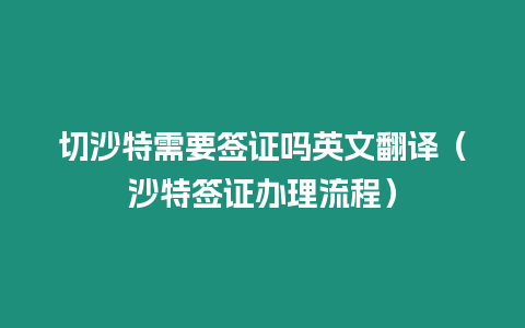 切沙特需要簽證嗎英文翻譯（沙特簽證辦理流程）