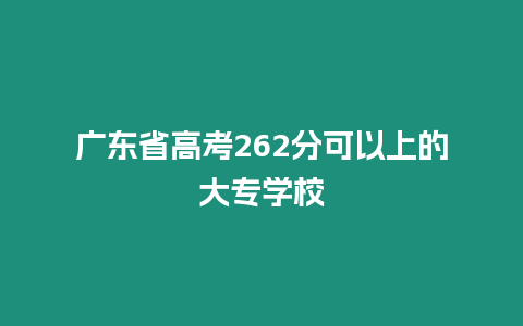 廣東省高考262分可以上的大專學校