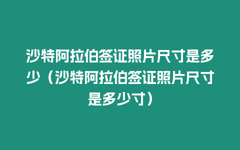 沙特阿拉伯簽證照片尺寸是多少（沙特阿拉伯簽證照片尺寸是多少寸）