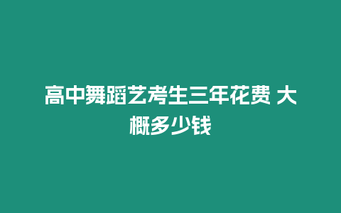 高中舞蹈藝考生三年花費 大概多少錢