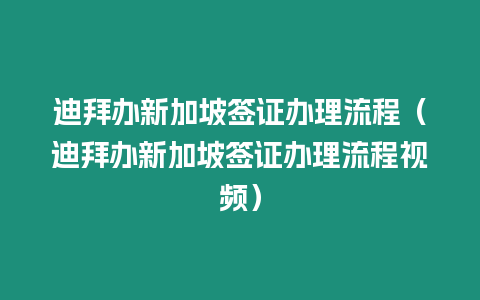 迪拜辦新加坡簽證辦理流程（迪拜辦新加坡簽證辦理流程視頻）