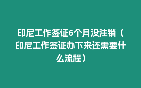 印尼工作簽證6個月沒注銷（印尼工作簽證辦下來還需要什么流程）