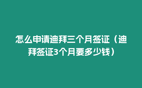 怎么申請迪拜三個月簽證（迪拜簽證3個月要多少錢）