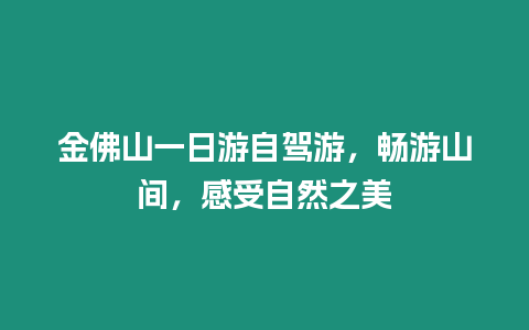 金佛山一日游自駕游，暢游山間，感受自然之美