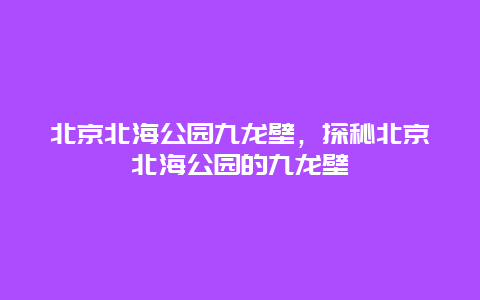 北京北海公園九龍壁，探秘北京北海公園的九龍壁