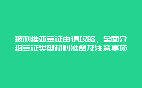 玻利維亞簽證申請攻略，全面介紹簽證類型材料準備及注意事項