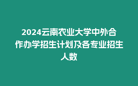 2024云南農業大學中外合作辦學招生計劃及各專業招生人數