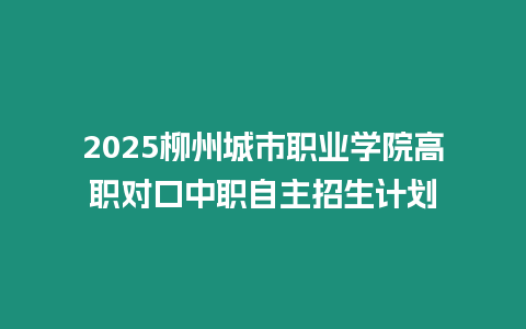 2025柳州城市職業學院高職對口中職自主招生計劃