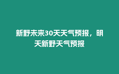 新野未來30天天氣預(yù)報(bào)，明天新野天氣預(yù)報(bào)