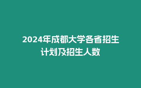 2024年成都大學各省招生計劃及招生人數