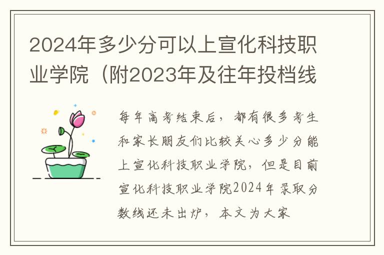 2024年多少分可以上宣化科技職業學院（附2024年及往年投檔線參考）