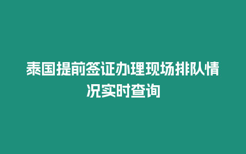 泰國提前簽證辦理現場排隊情況實時查詢