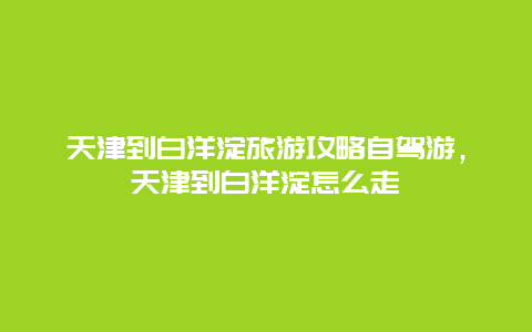 天津到白洋淀旅游攻略自駕游，天津到白洋淀怎么走