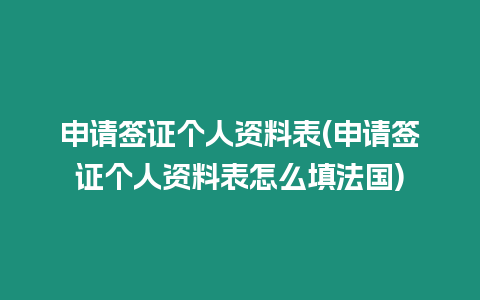 申請簽證個人資料表(申請簽證個人資料表怎么填法國)