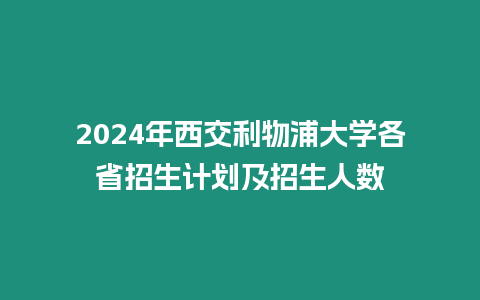 2024年西交利物浦大學各省招生計劃及招生人數