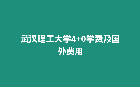 武漢理工大學4+0學費及國外費用