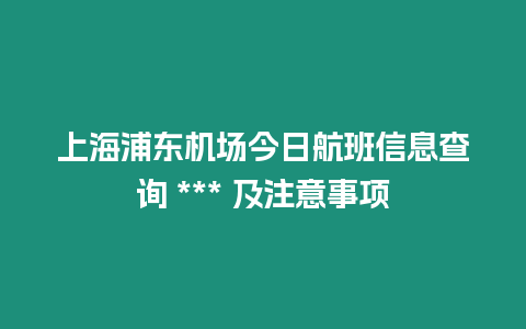 上海浦東機場今日航班信息查詢 *** 及注意事項