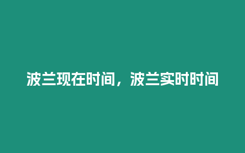 波蘭現在時間，波蘭實時時間