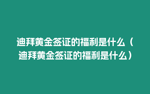 迪拜黃金簽證的福利是什么（迪拜黃金簽證的福利是什么）