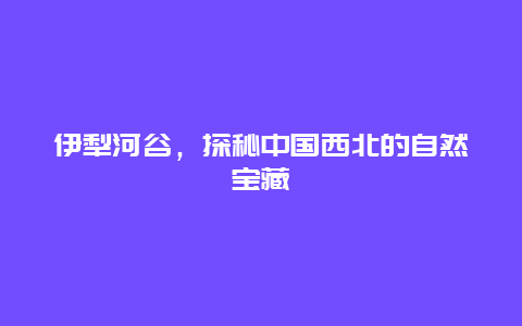 伊犁河谷，探秘中國西北的自然寶藏