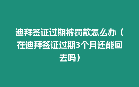 迪拜簽證過期被罰款怎么辦（在迪拜簽證過期3個月還能回去嗎）