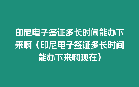 印尼電子簽證多長時間能辦下來啊（印尼電子簽證多長時間能辦下來啊現(xiàn)在）