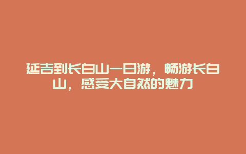 延吉到長白山一日游，暢游長白山，感受大自然的魅力