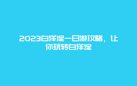 2025白洋淀一日游攻略，讓你玩轉白洋淀