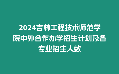 2024吉林工程技術師范學院中外合作辦學招生計劃及各專業招生人數