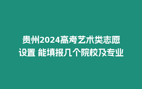 貴州2024高考藝術類志愿設置 能填報幾個院校及專業