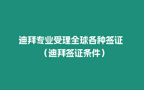 迪拜專業受理全球各種簽證 （迪拜簽證條件）