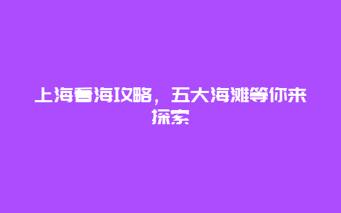 上海看海攻略，五大海灘等你來(lái)探索