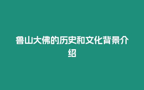 魯山大佛的歷史和文化背景介紹