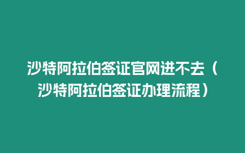 沙特阿拉伯簽證官網進不去（沙特阿拉伯簽證辦理流程）