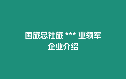 國旅總社旅 *** 業(yè)領(lǐng)軍企業(yè)介紹